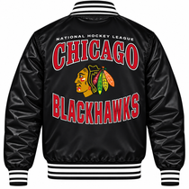 Chicago Blackhawks NHL Heavyweight Satin Jacket Back View