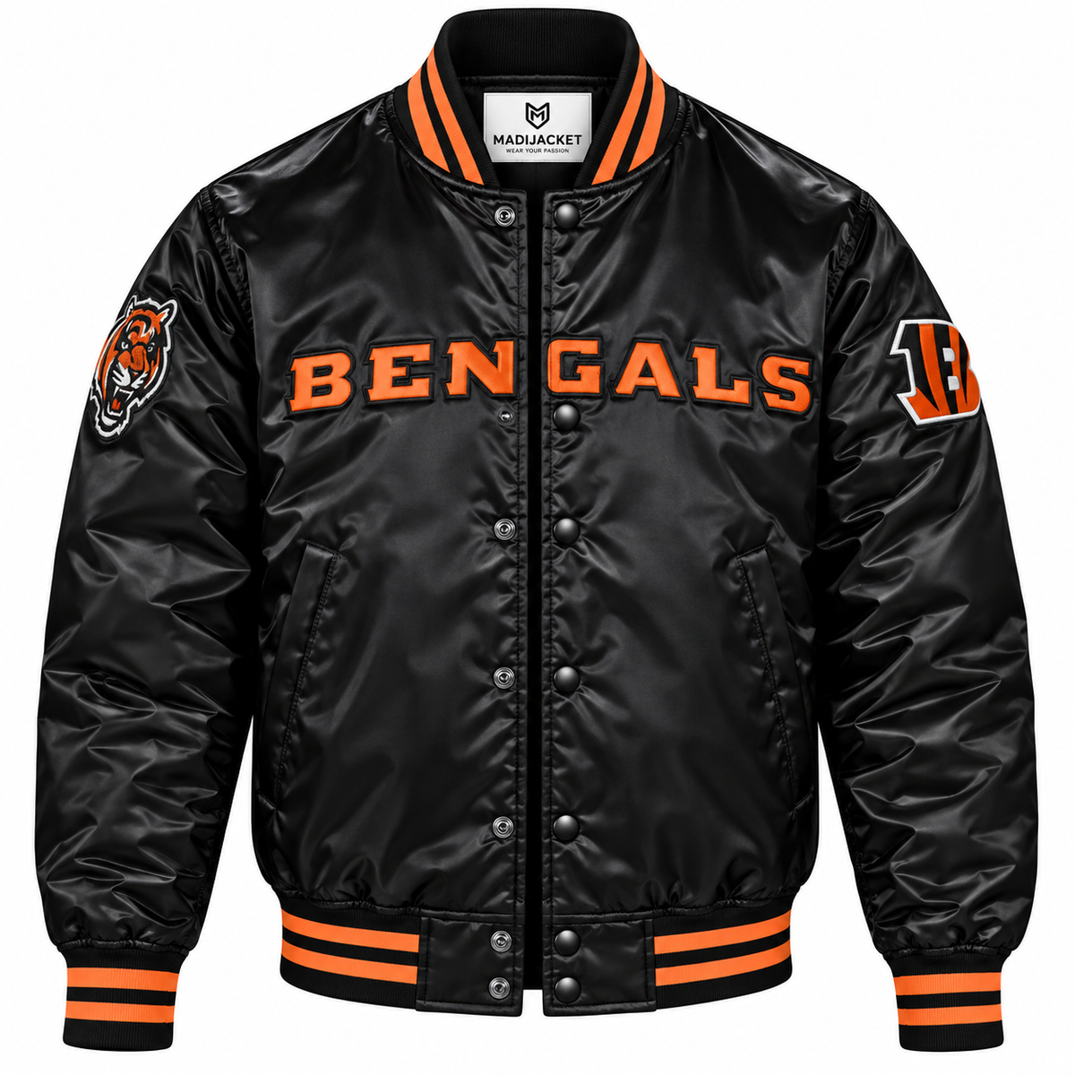 Cincinnati Bengals Black Heavyweight Satin Jacket Main image