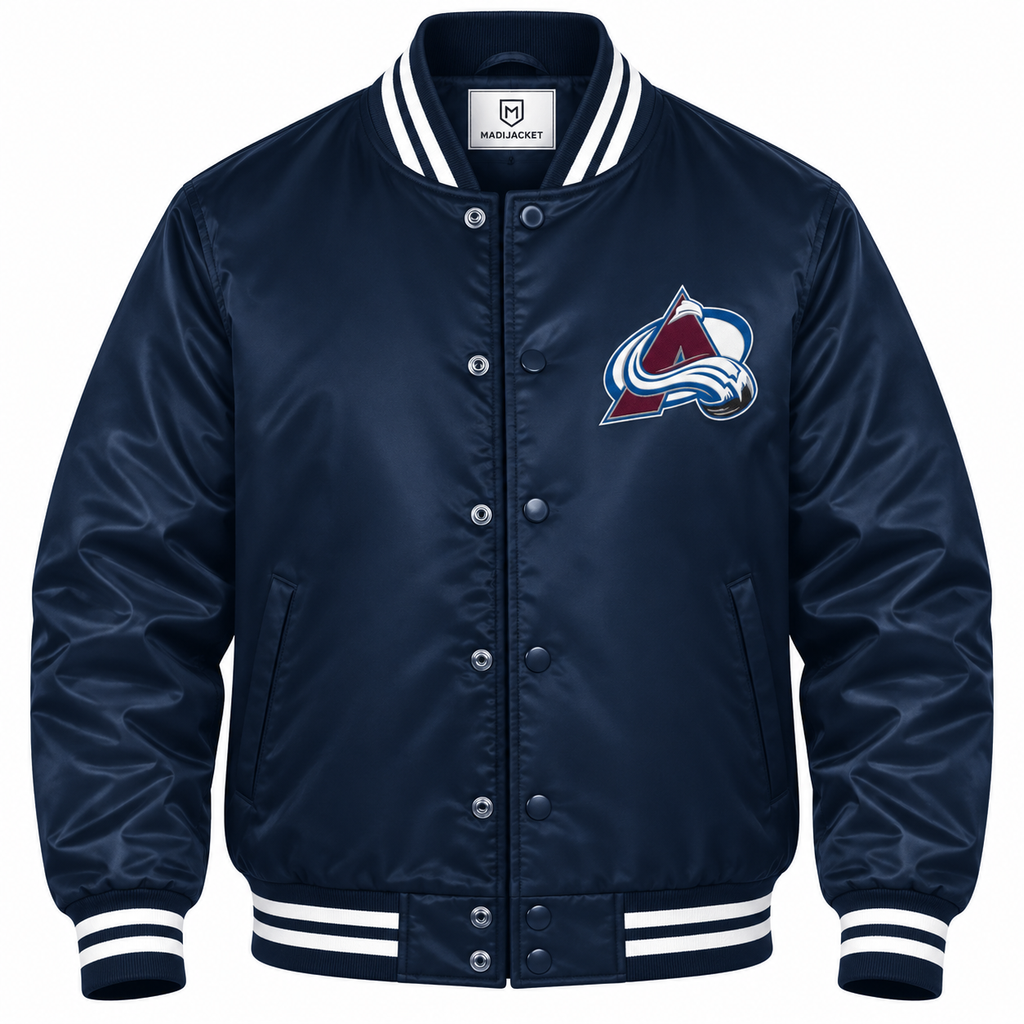 Colorado Avalanche NHL Heavyweight Satin Jacket Front View