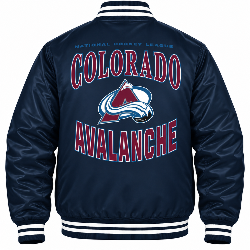 Colorado Avalanche NHL Heavyweight Satin Jacket Back View