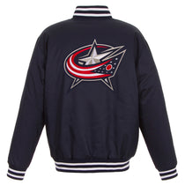 Columbus Blue NHL Heavyweight Satin Jacket Back View