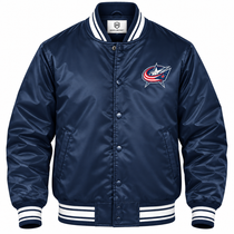 Columbus Blue NHL Heavyweight Satin Jacket Front View