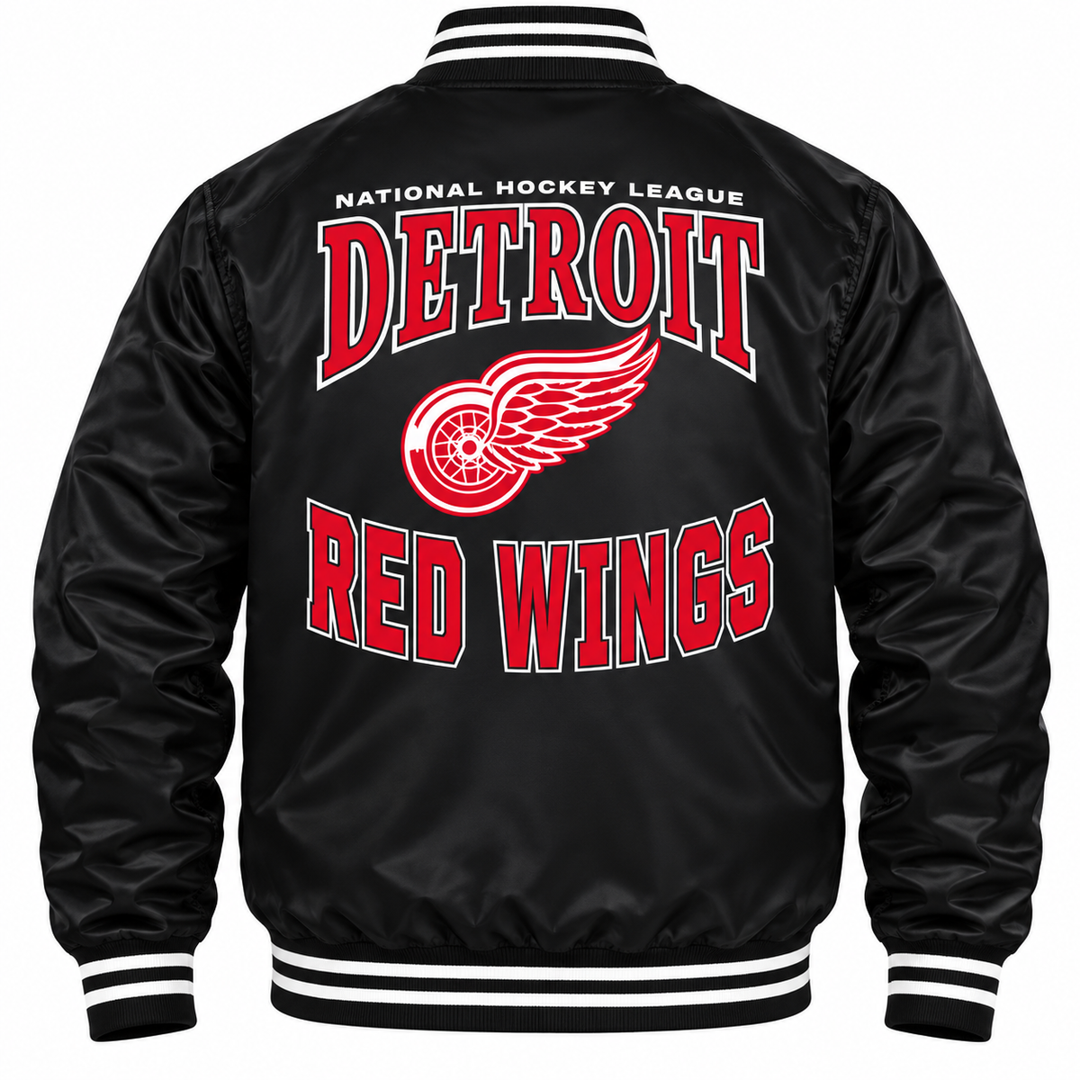 Detroit Red Wings NHL Heavyweight Satin Jacket Back View