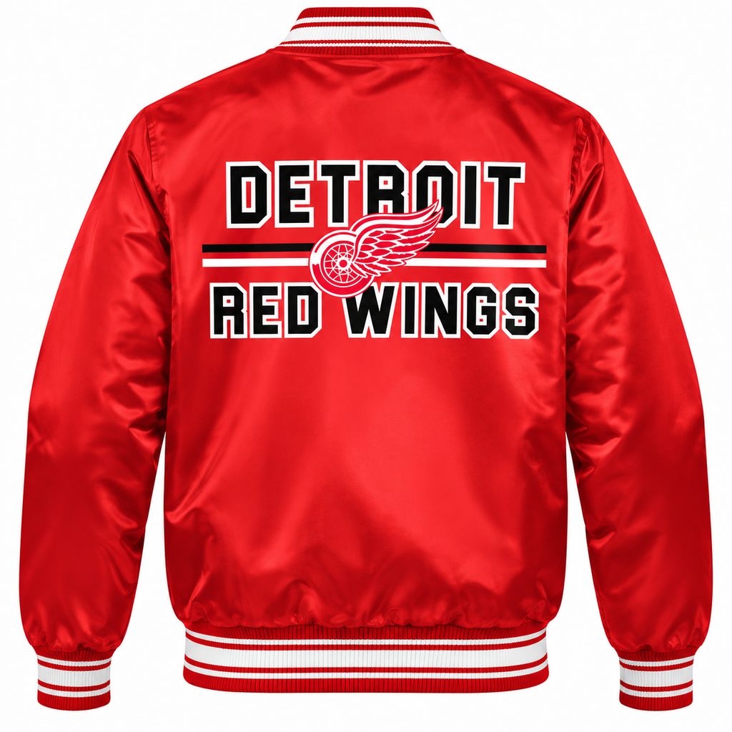 Detroit Red Wings NHL Heavyweight Satin Jacket Back View