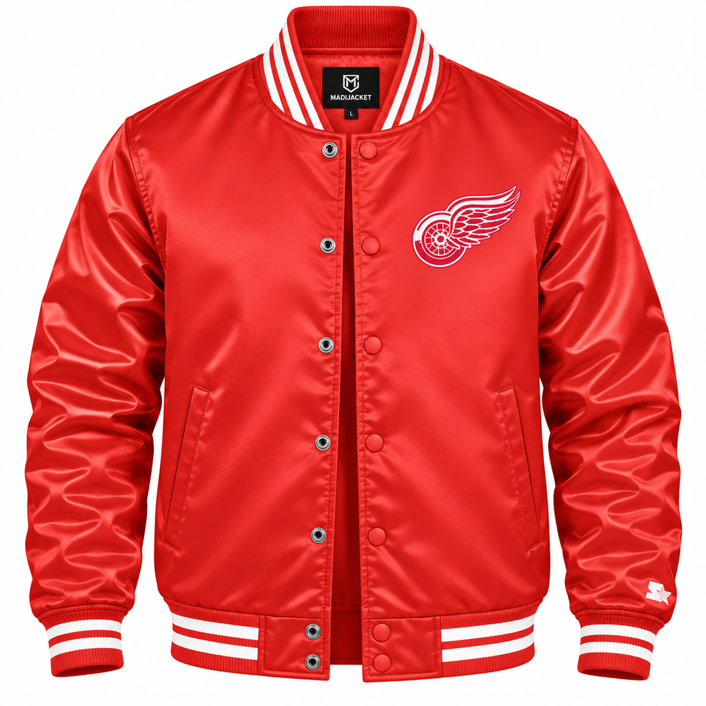 Detroit Red Wings NHL Heavyweight Satin Jacket Front View