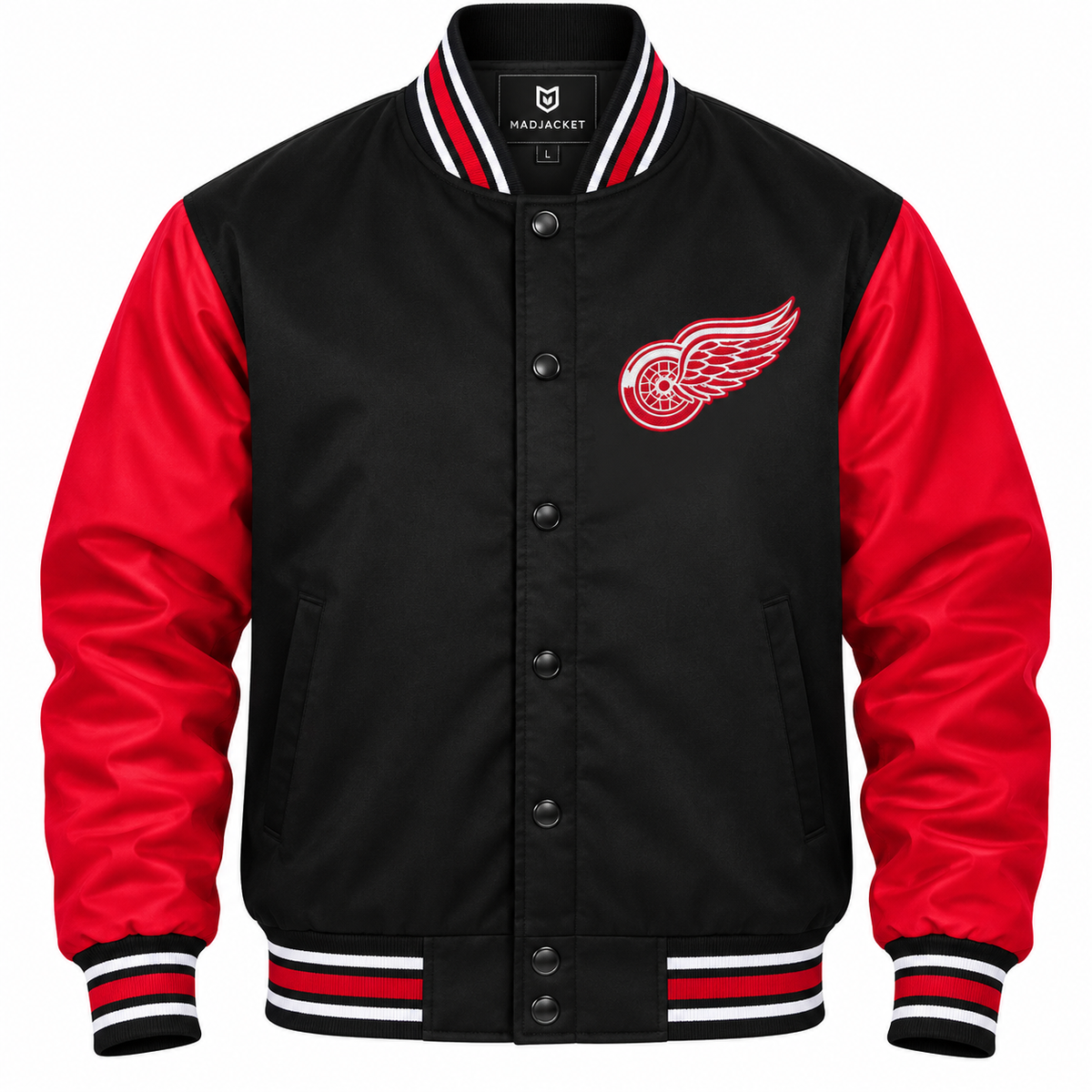 Detroit Red Wings NHL Heavyweight Satin Jacket Front View
