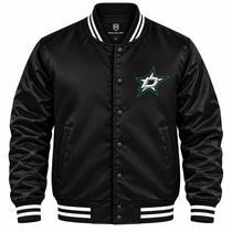Dallas Stars Black NHL Heavyweight Satin Jacket Front View