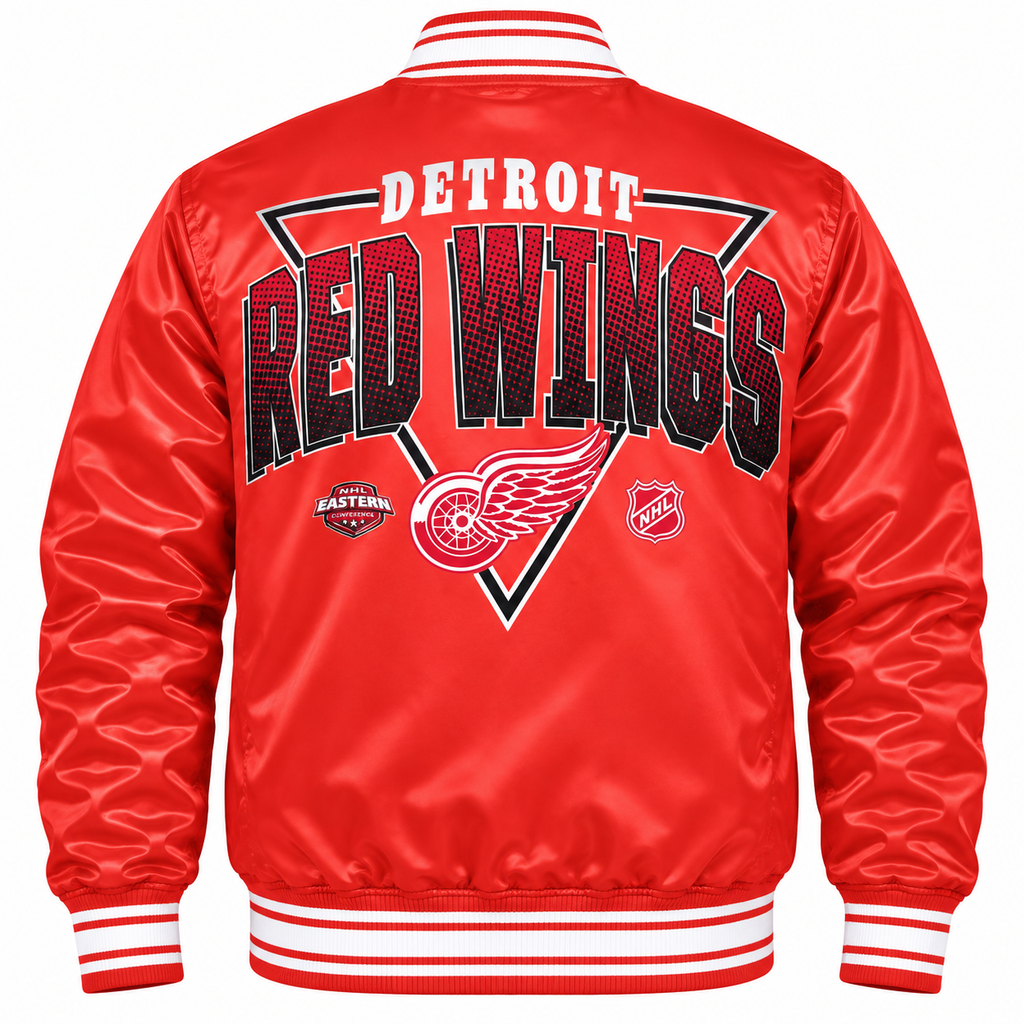 Detroit Red Wings NHL Heavyweight Satin Jacket Back View