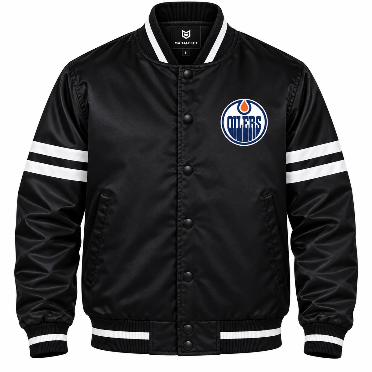 Edmonton Oilers NHL Heavyweight Satin Jacket Front View Main image