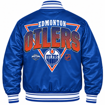 Edmonton Oilers NHL Heavyweight Satin Jacket Back View