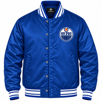 Edmonton Oilers NHL Heavyweight Satin Jacket Front View