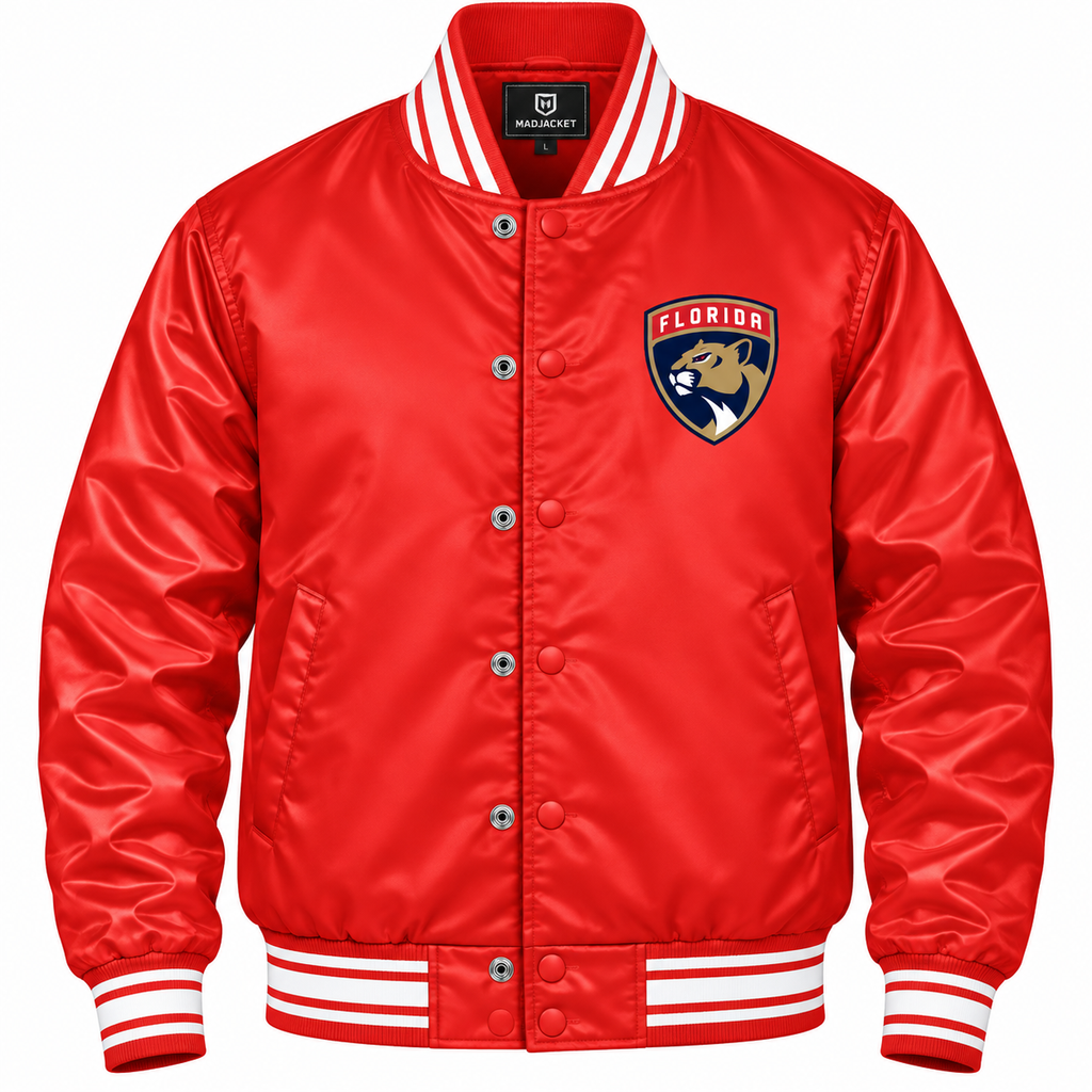 Florida Panthers NHL Heavyweight Satin Jacket Front View