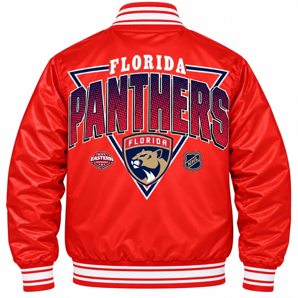 Florida Panthers NHL Heavyweight Satin Jacket Back View