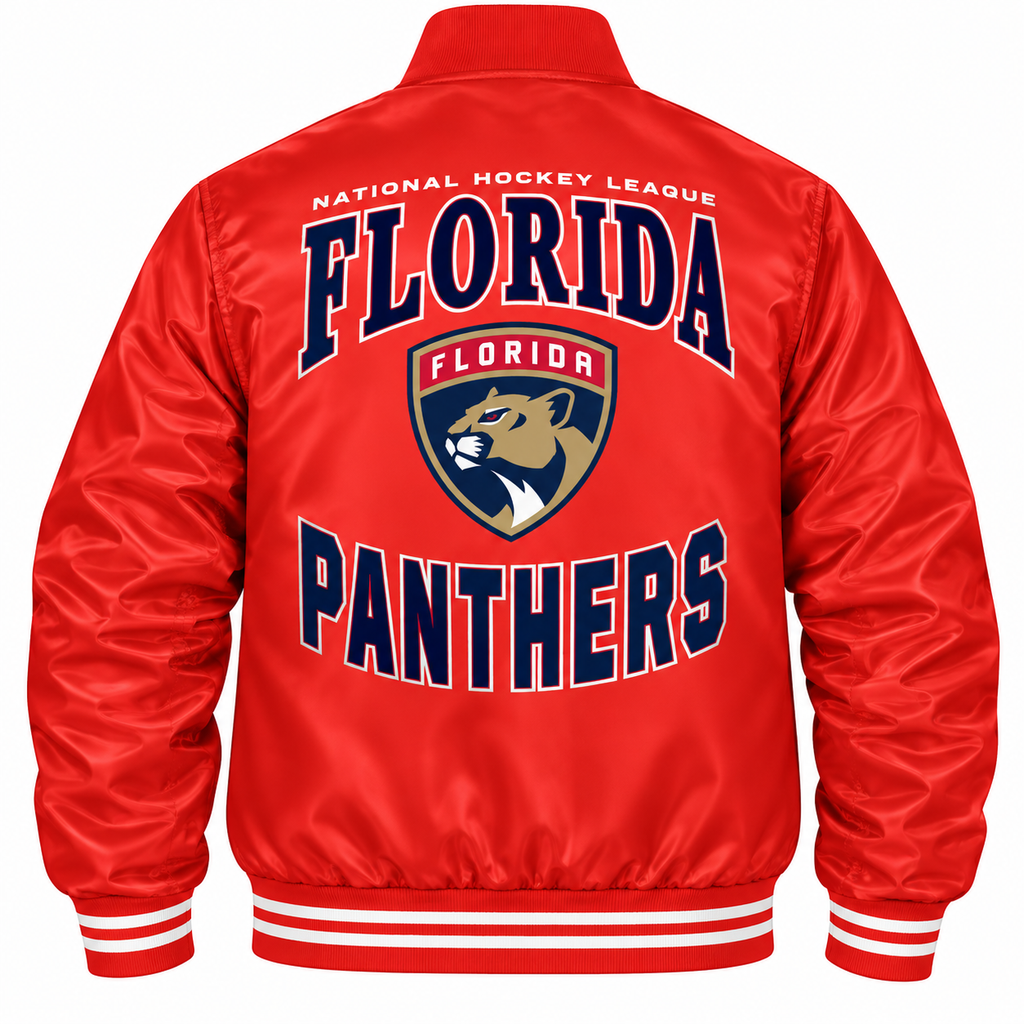 Florida Panthers NHL Heavyweight Satin Jacket Back View