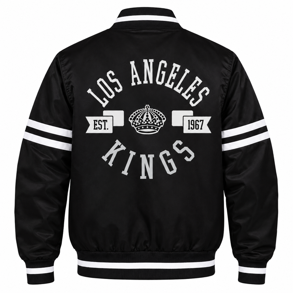 Los Angeles Kings NHL Heavyweight Satin Jacket Back View