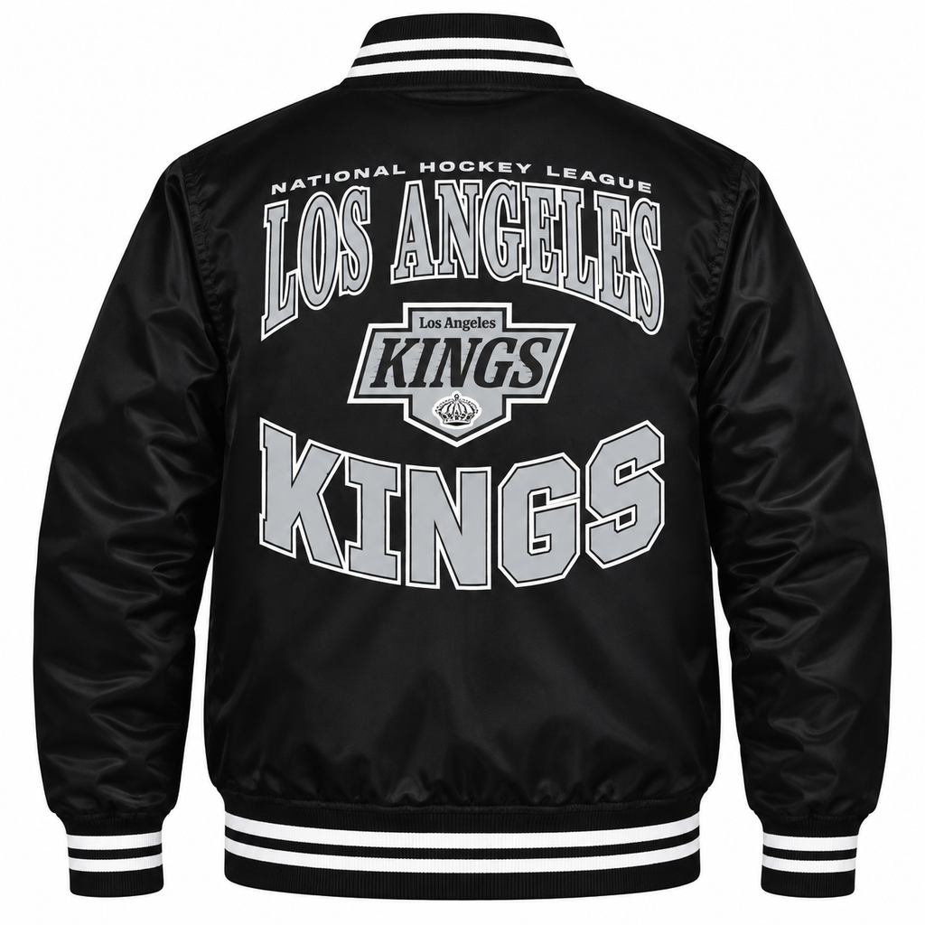 Los Angeles Kings NHL Heavyweight Satin Jacket Back View
