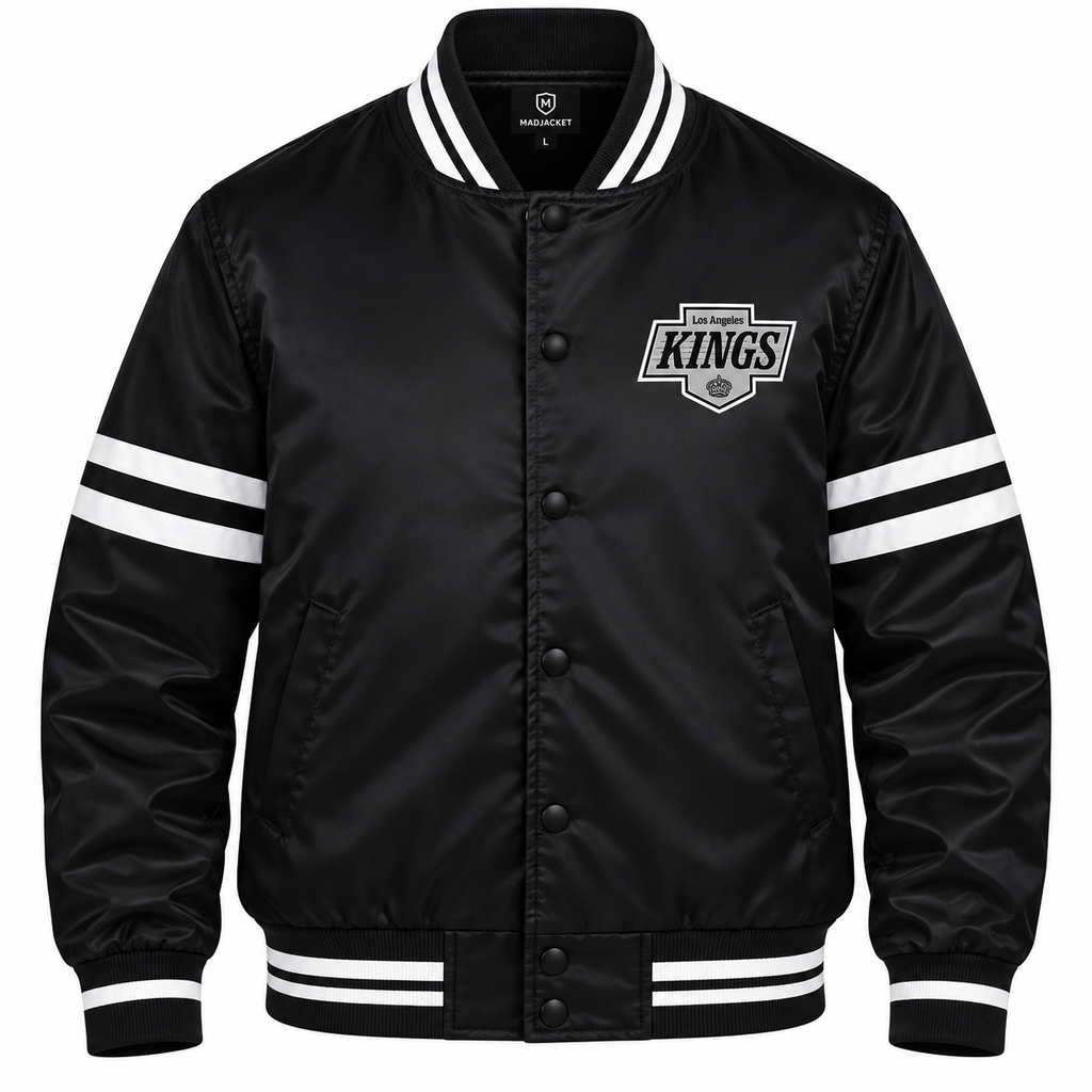 Los Angeles Kings NHL Heavyweight Satin Jacket Front View