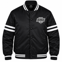 Los Angeles Kings NHL Heavyweight Satin Jacket Front View