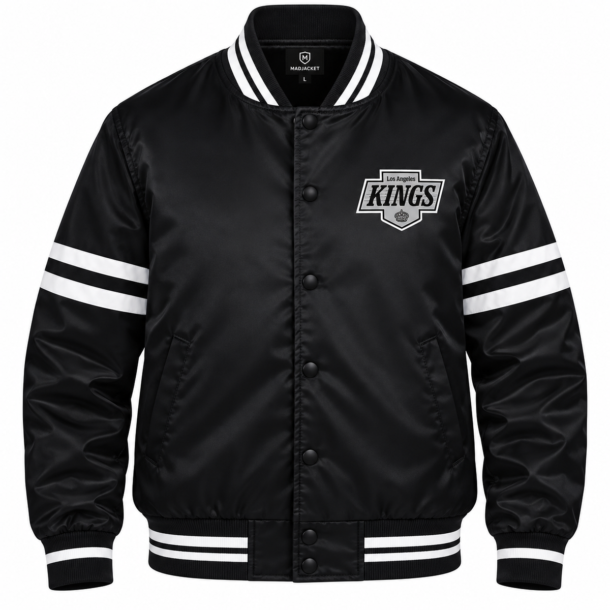 Los Angeles Kings NHL Heavyweight Satin Jacket Front View