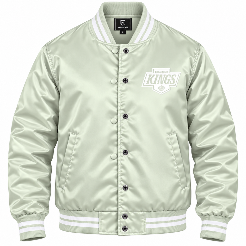 Los Angeles Kings NHL Heavyweight Satin Jacket Front View