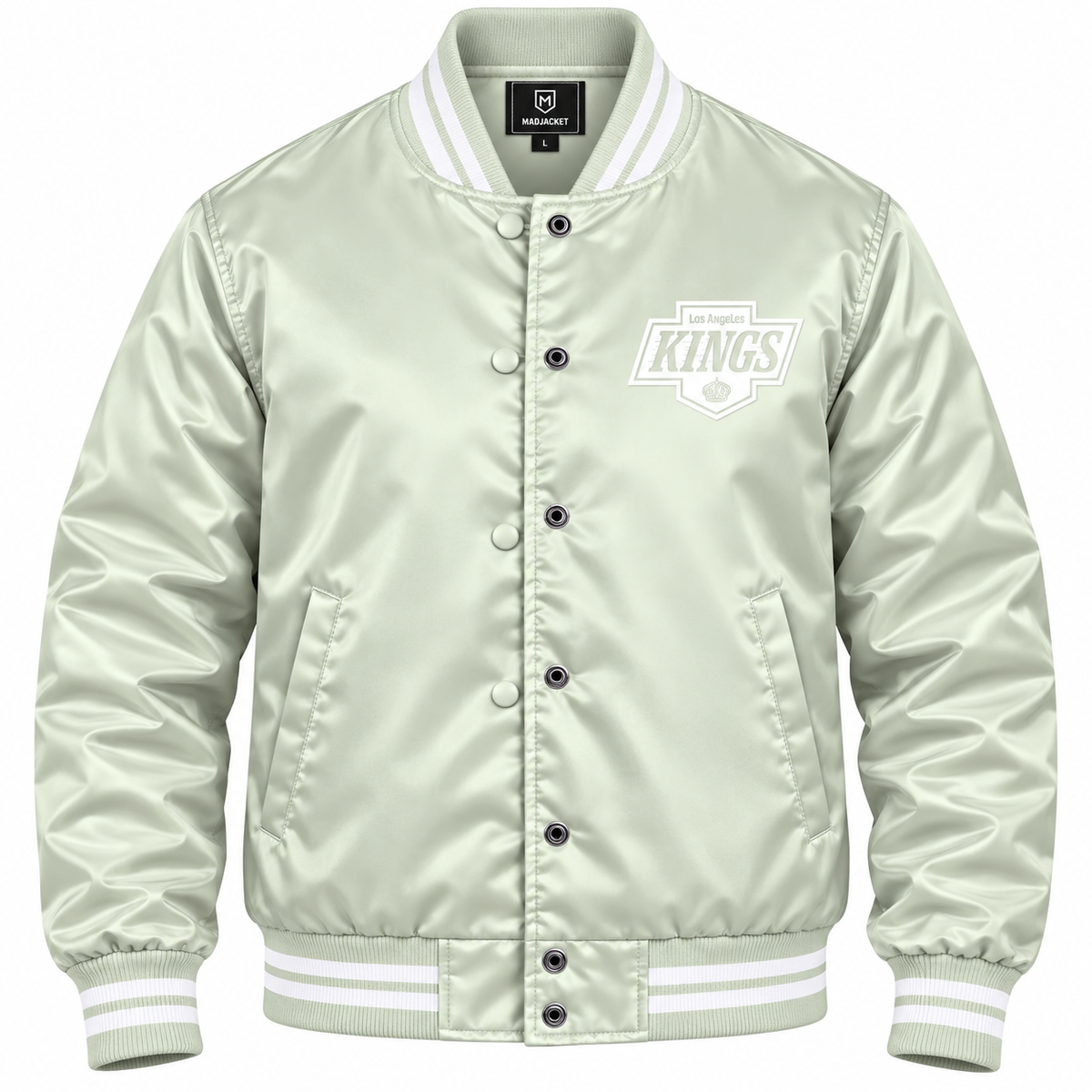 Los Angeles Kings NHL Heavyweight Satin Jacket Front View