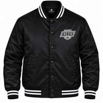 Los Angeles Kings NHL Heavyweight Satin Jacket Front View