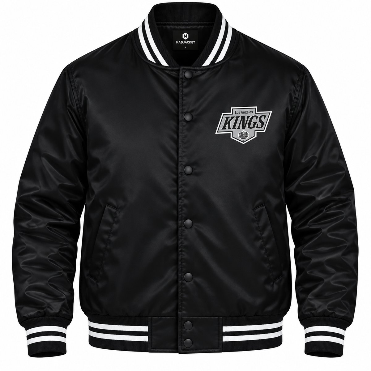 Los Angeles Kings NHL Heavyweight Satin Jacket Front View