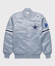 Cowboys Heavyweight Silver Satin Fan Jacket