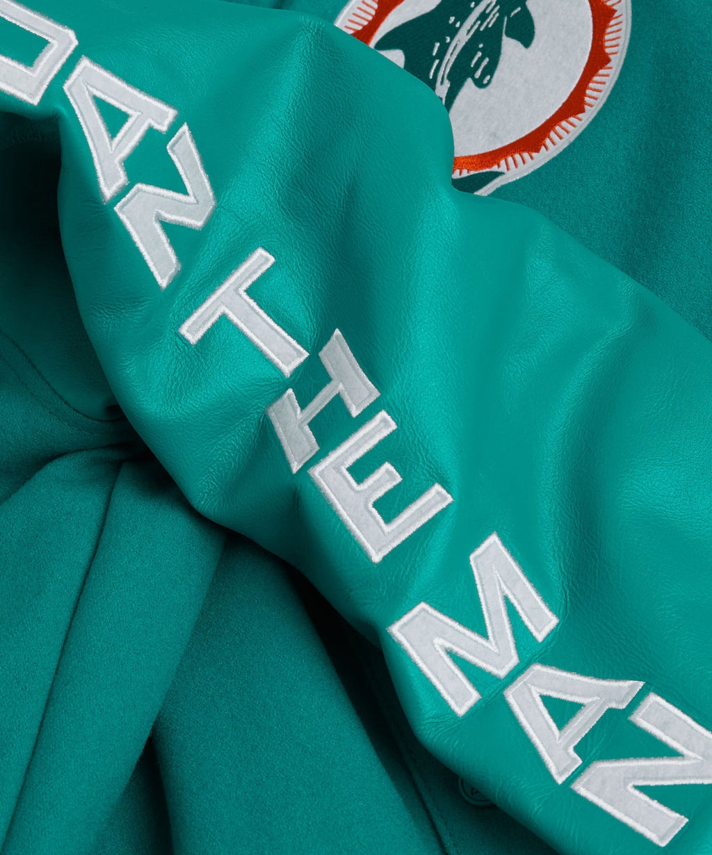 Legend Inspired Aqua Leather Varsity Jacket