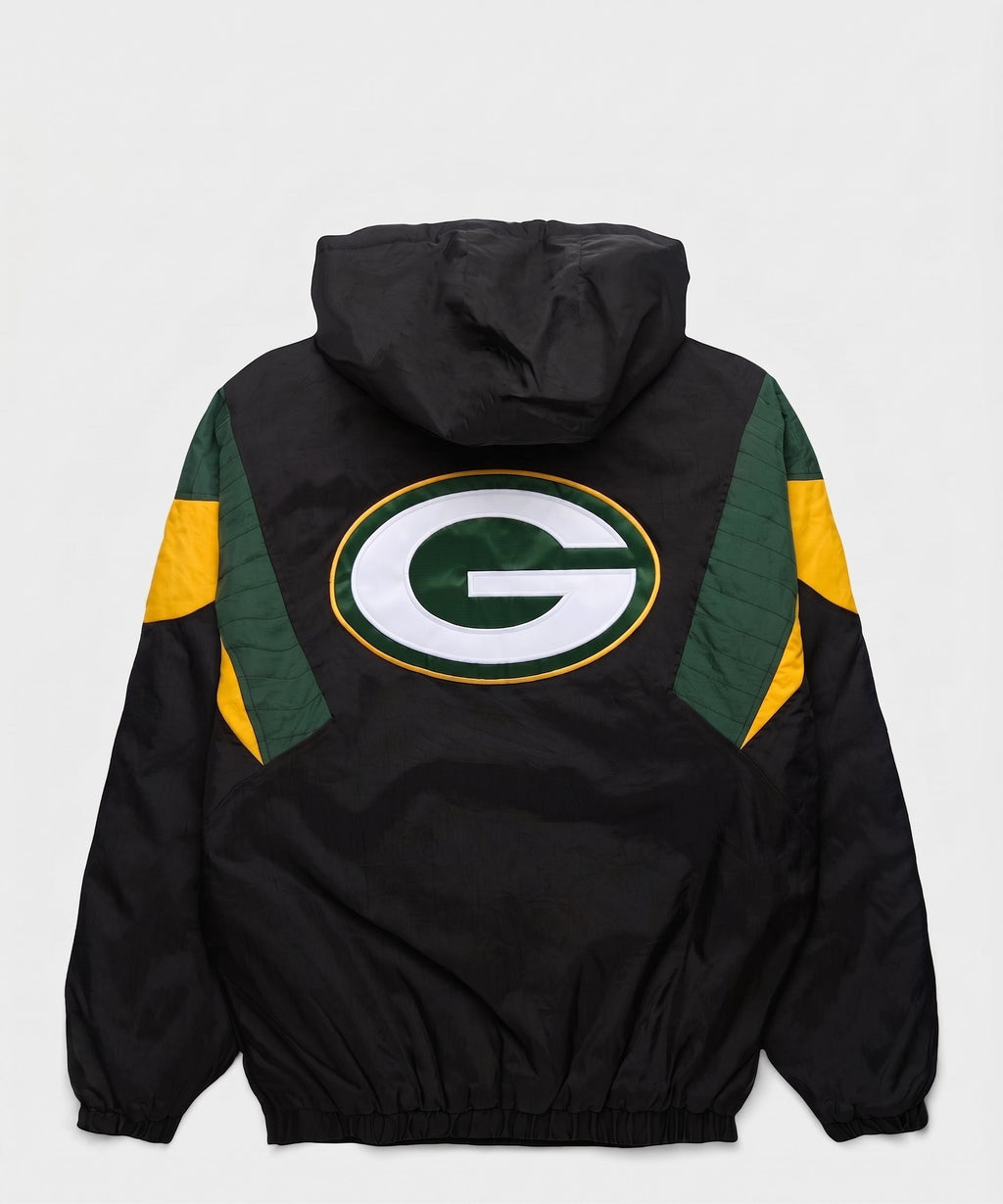 Packers Inspired Blackout Hooded Pullover Jacket
