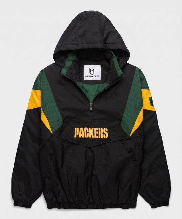 Packers Inspired Blackout Hooded Pullover Jacket