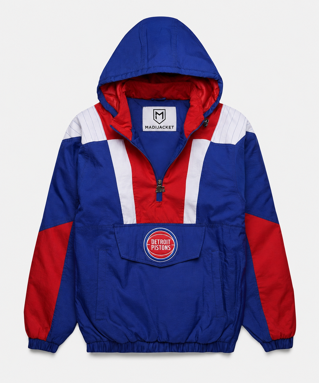 Pistons Inspired Hooded Pullover Jacket