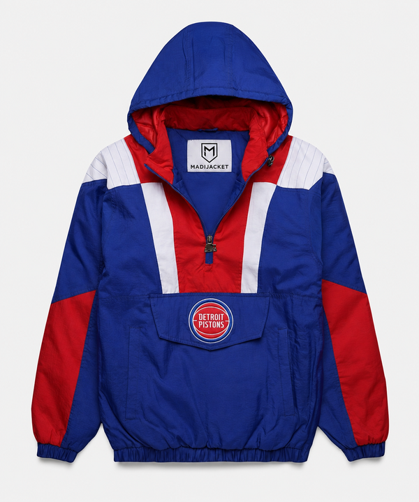 Pistons Inspired Hooded Pullover Jacket