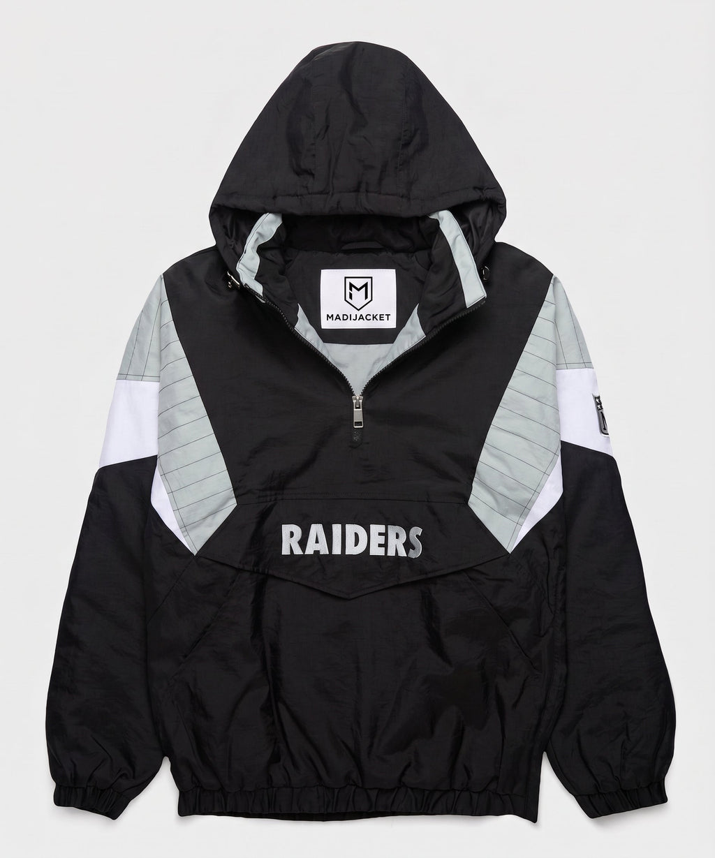 Raiders Inspired Blackout Hooded Pullover Jacket