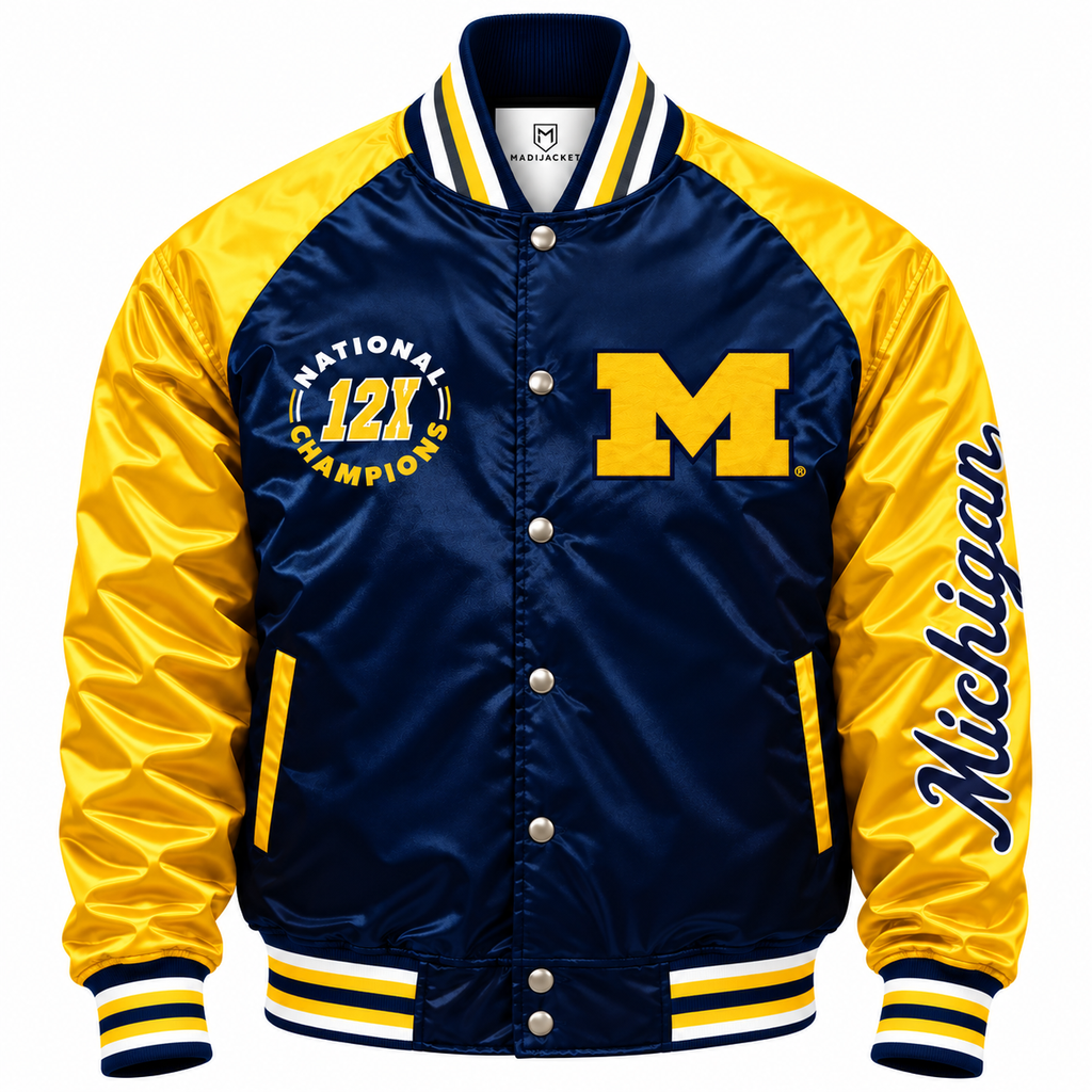 Michigan Wolverines Full Snap Heavyweight Satin Jacket