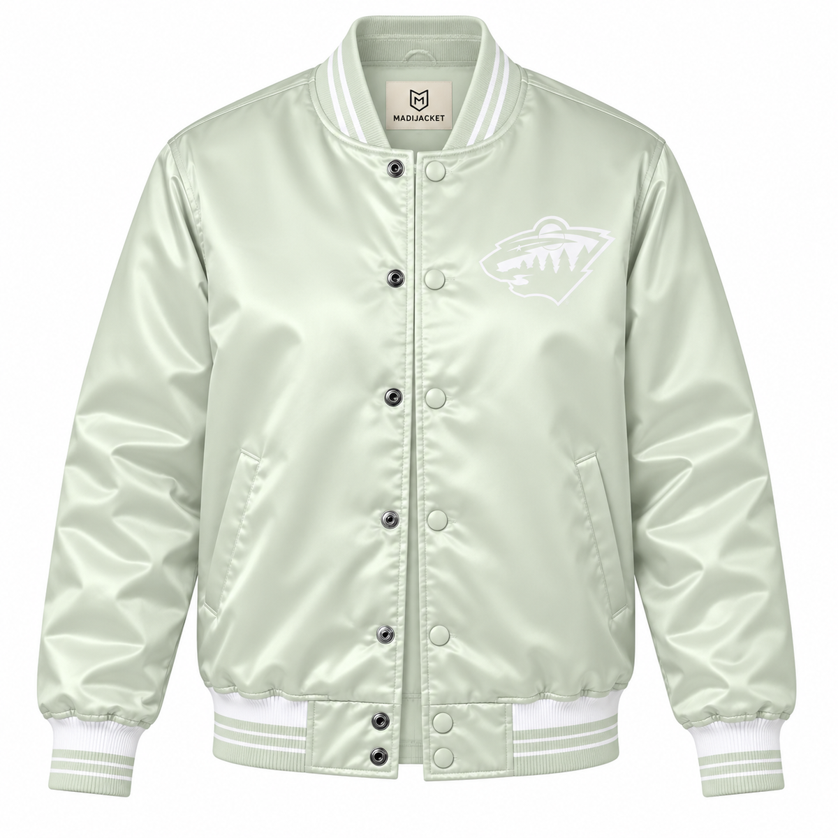 Minnesota Wild NHL Heavyweight Satin Jacket Front View