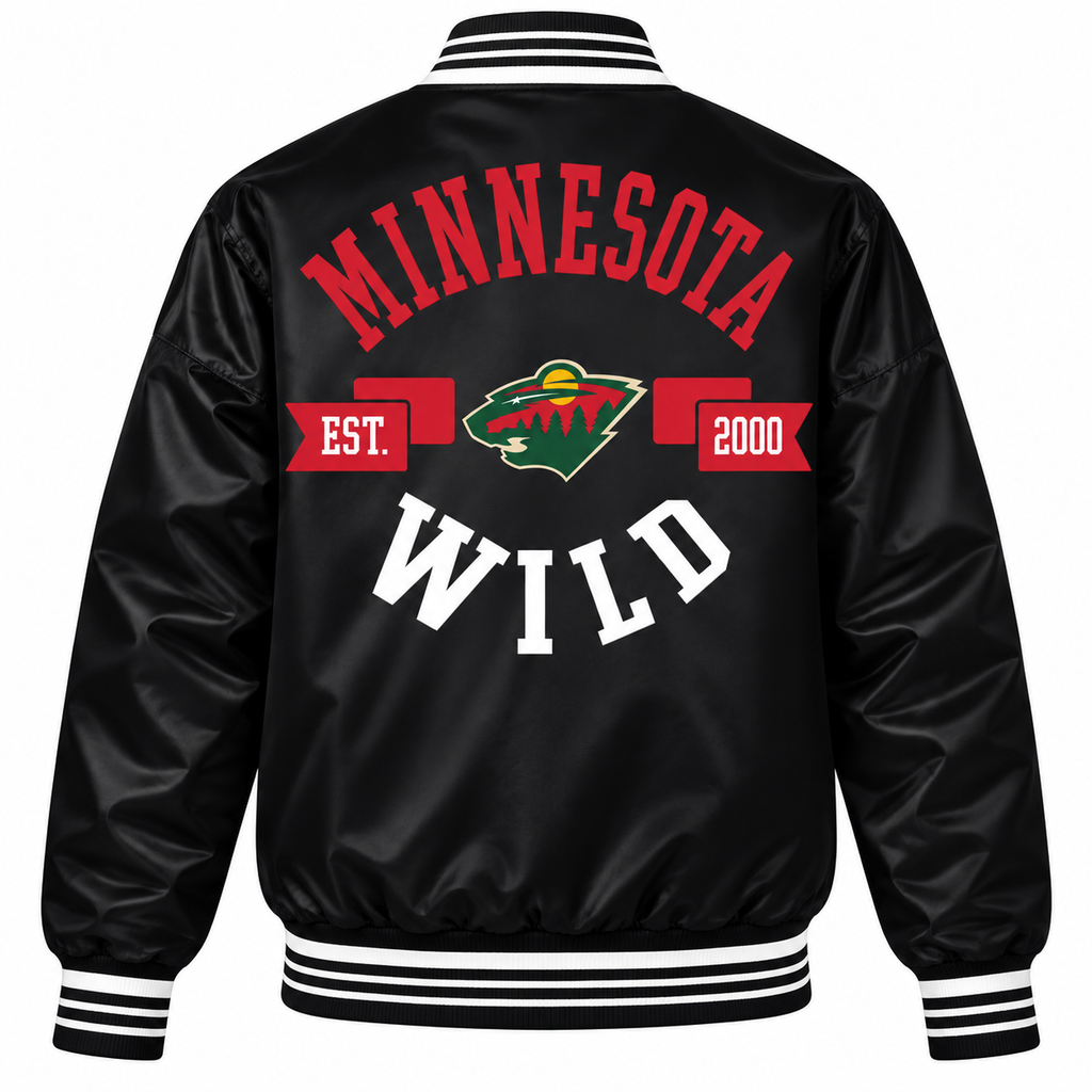 Minnesota Wild Full-Snap NHL Heavyweight Satin Jacket Back View