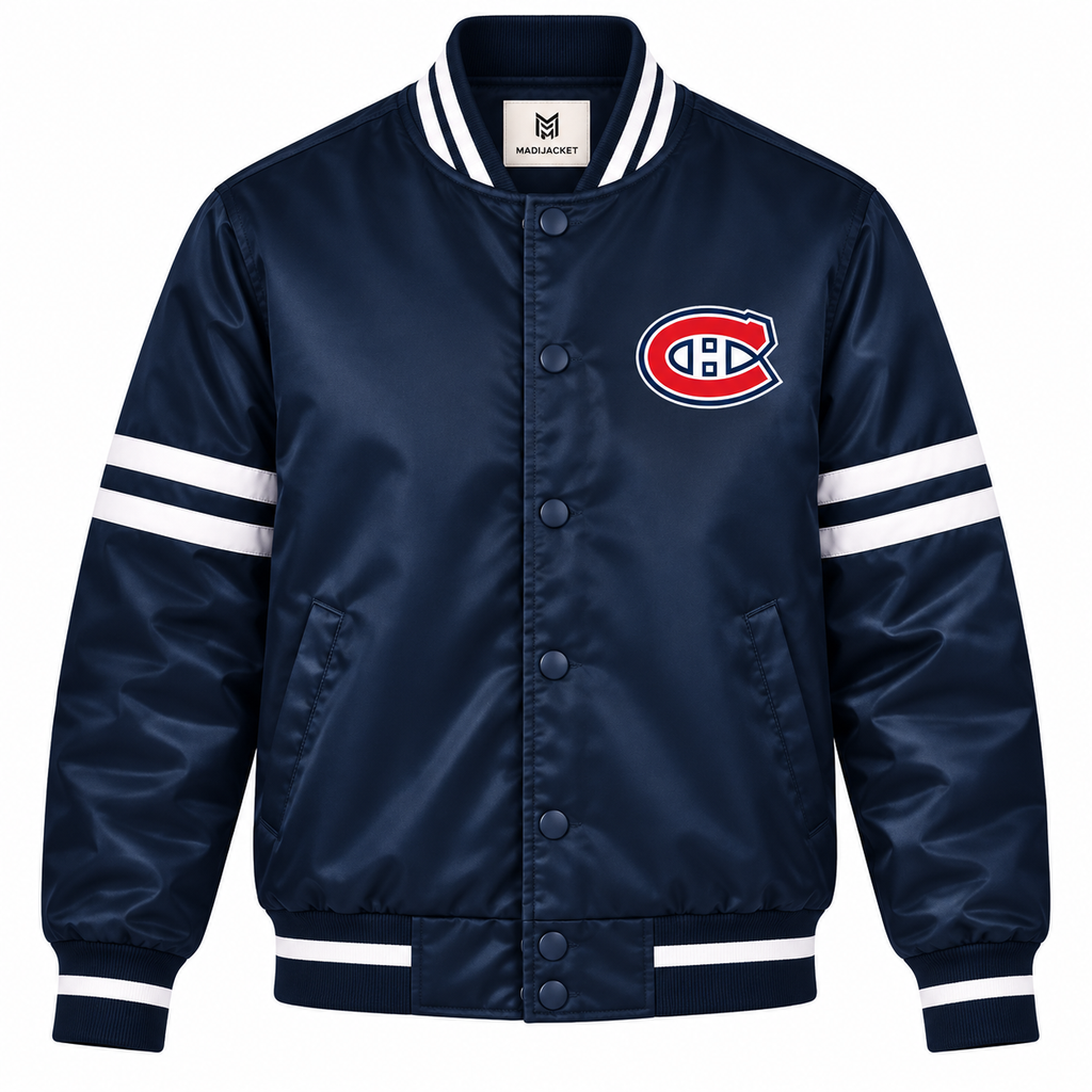 Montreal Canadiens NHL Heavyweight Satin Jacket Front View