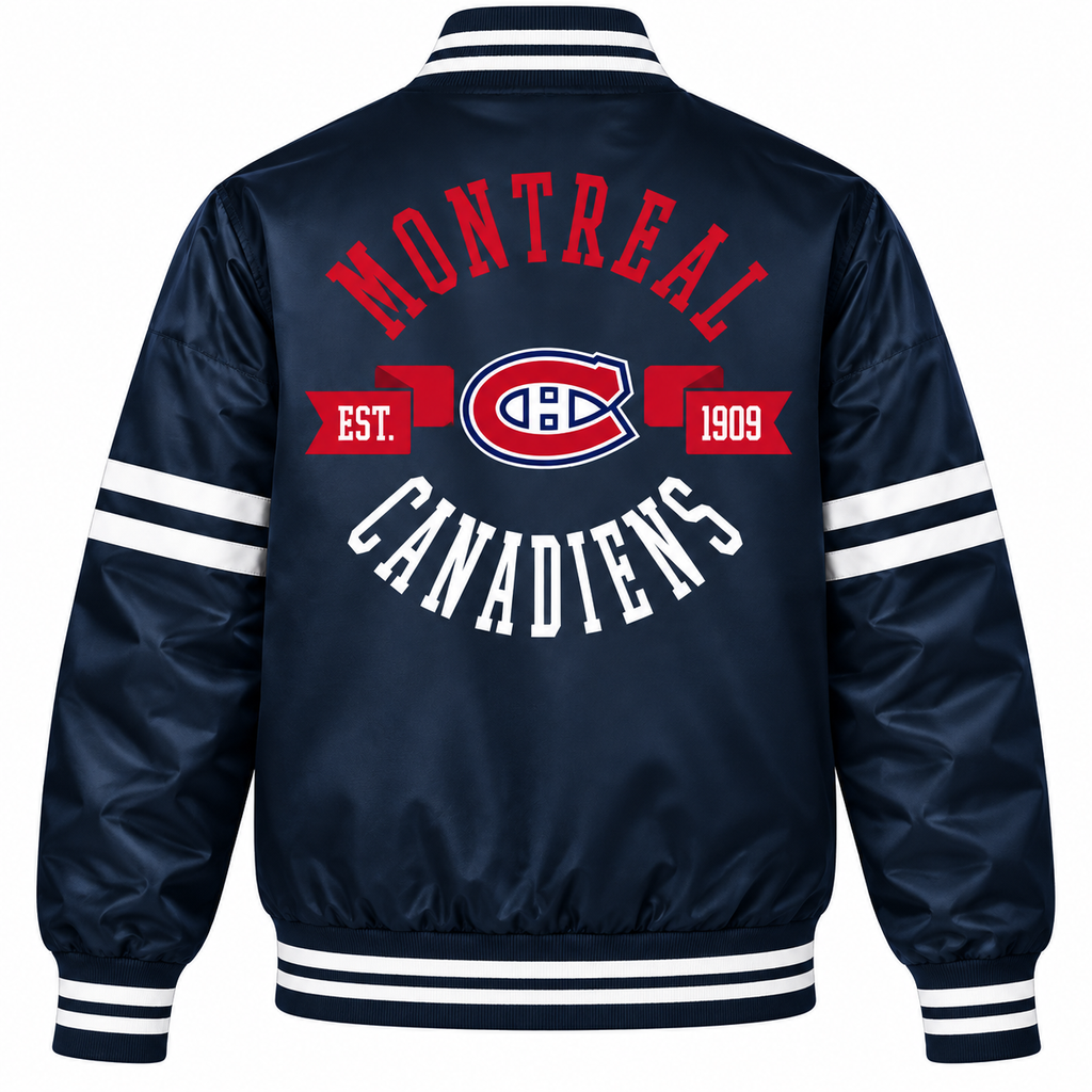 Montreal Canadiens NHL Heavyweight Satin Jacket Back View