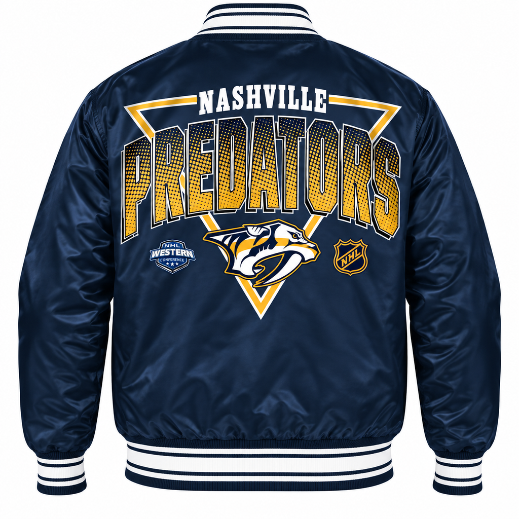 Nashville Predators NHL Heavyweight Satin Jacket Back View