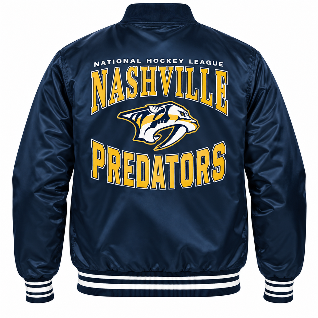Nashville Predators NHL Heavyweight Satin Jacket Back View