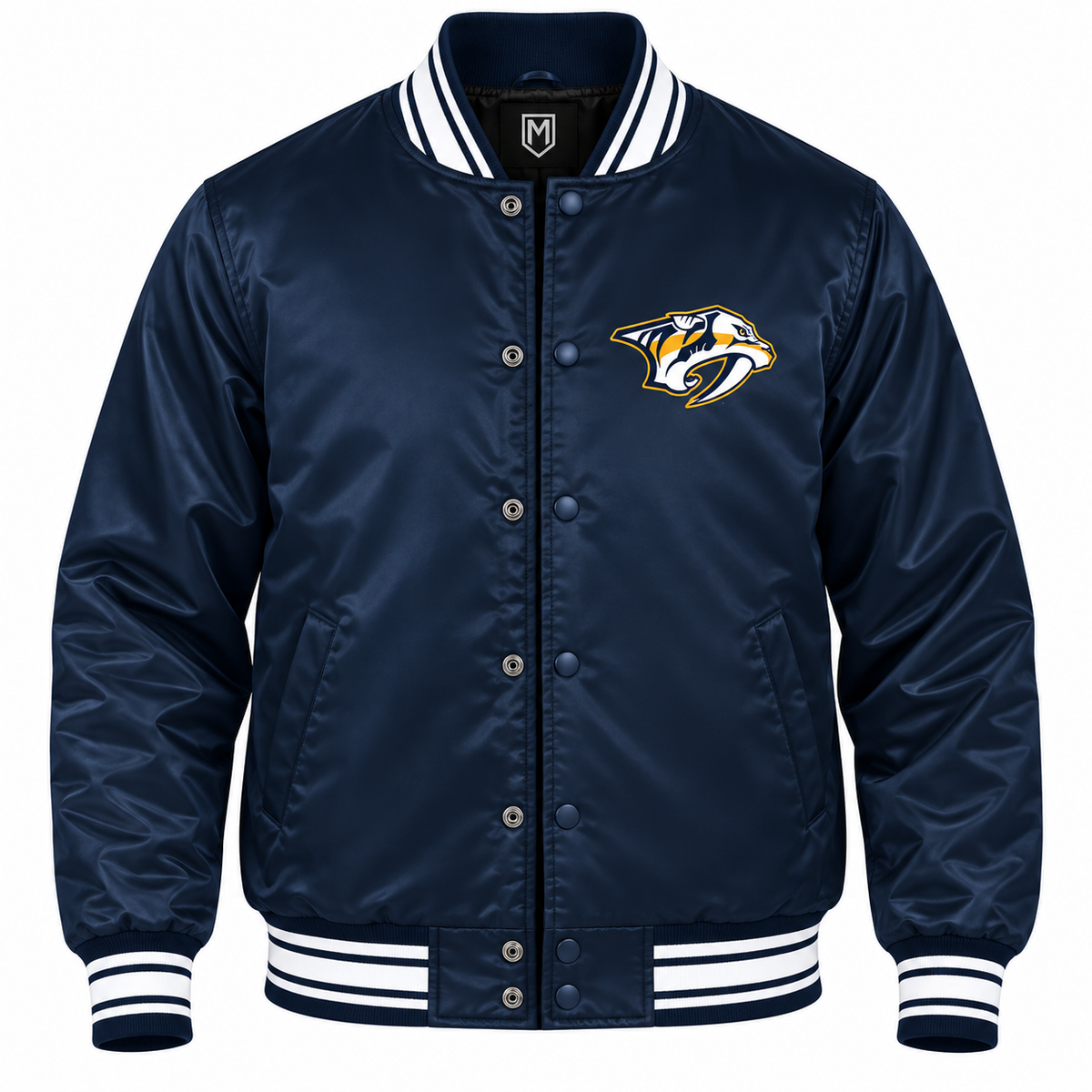 Nashville Predators NHL Heavyweight Satin Jacket Front View