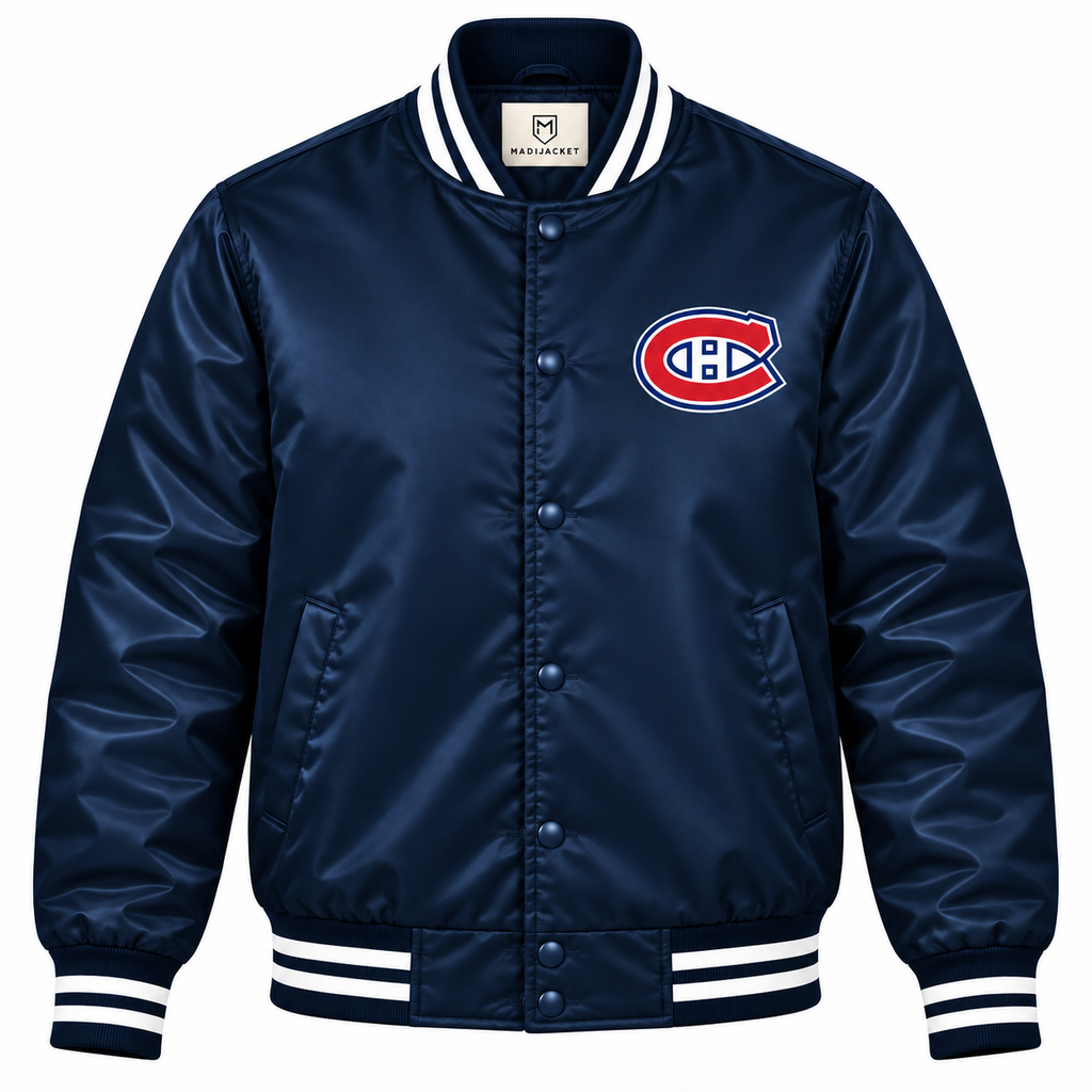 Montreal Canadiens Navy Heavyweight Satin Jacket