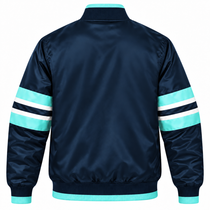 Seattle Kraken Stripe Sleeves Heavyweight Satin Jacket