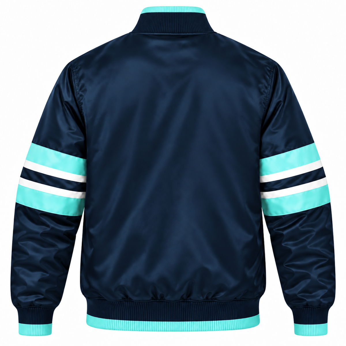 Seattle Kraken Stripe Sleeves Heavyweight Satin Jacket