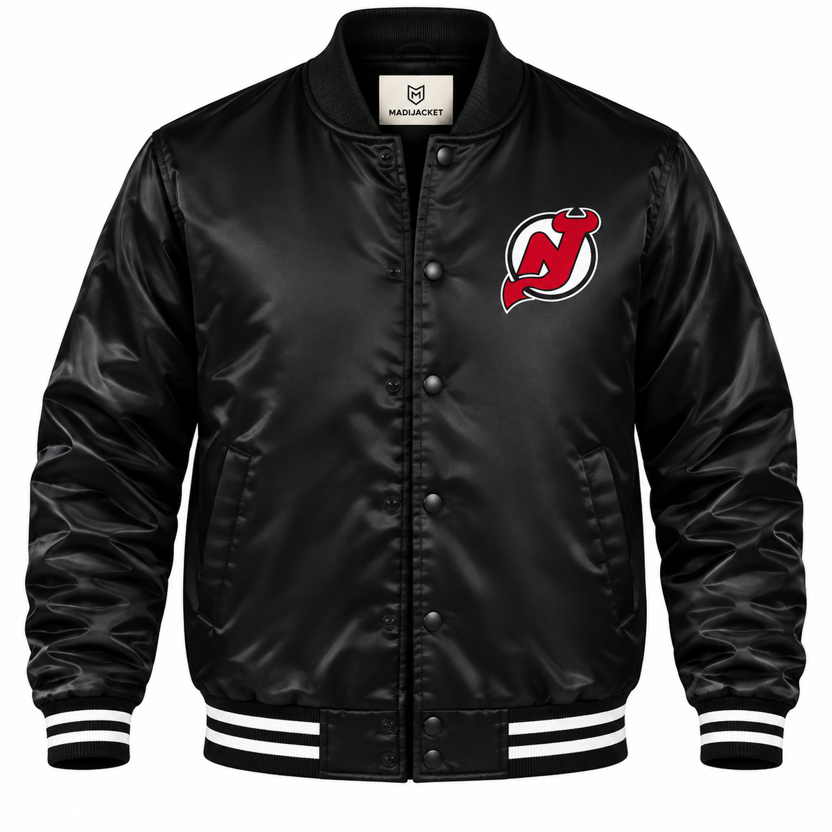 New Jersey Devils Graphic NHL Heavyweight Satin Jacket Front View