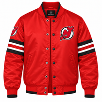 New Jersey Devils Stripe Sleeve Heavyweight Satin Jacket