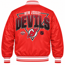 New Jersey Devils Red NHL Heavyweight Satin Jacket Back View
