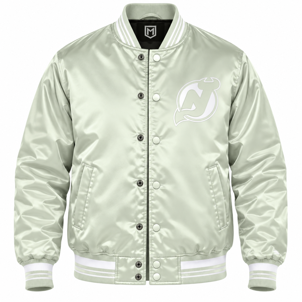 New Jersey Devils NHL Heavyweight Satin Jacket Front View