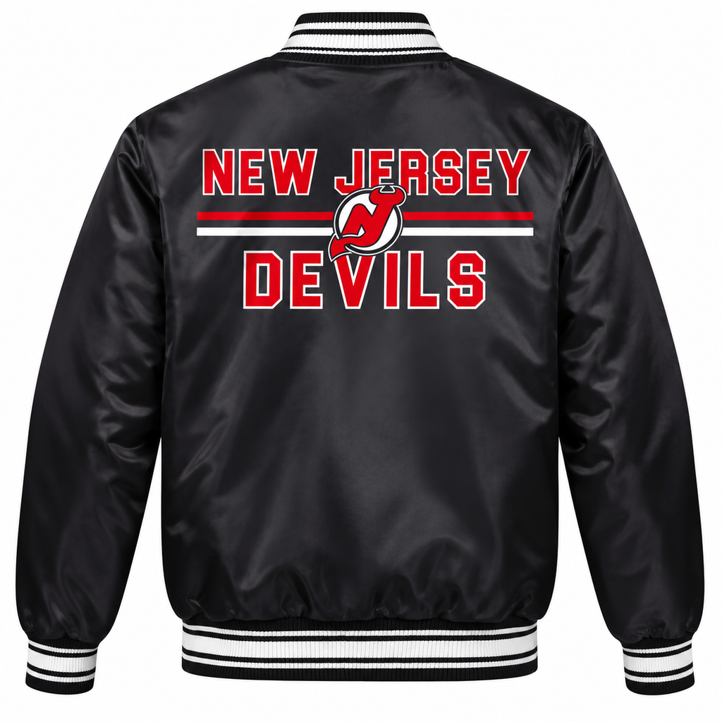 New Jersey Devils Full-Snap NHL Heavyweight Satin Jacket Back View